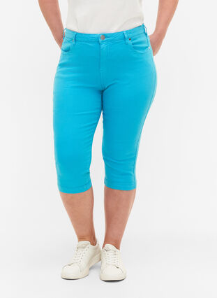 Dopasowane spodnie Emily capri, River Blue, Model image number 2