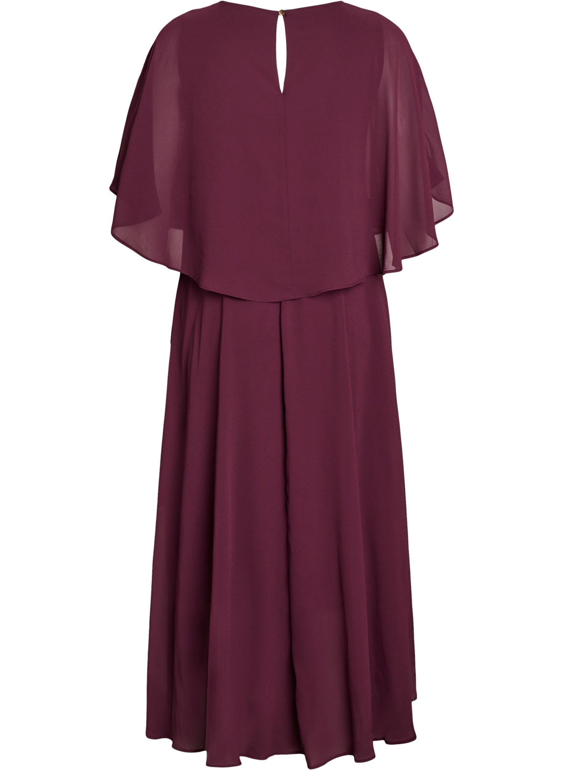 Zizzi Dluga sukienka o linii trapezu z kr&oacute;tkimi rekawkami, Winetasting, Packshot image number 1