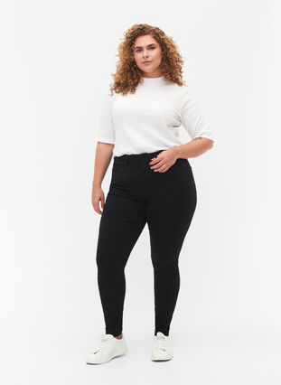 Super waskie jeansy Amy z wysokim stanem, Black, Model image number 0