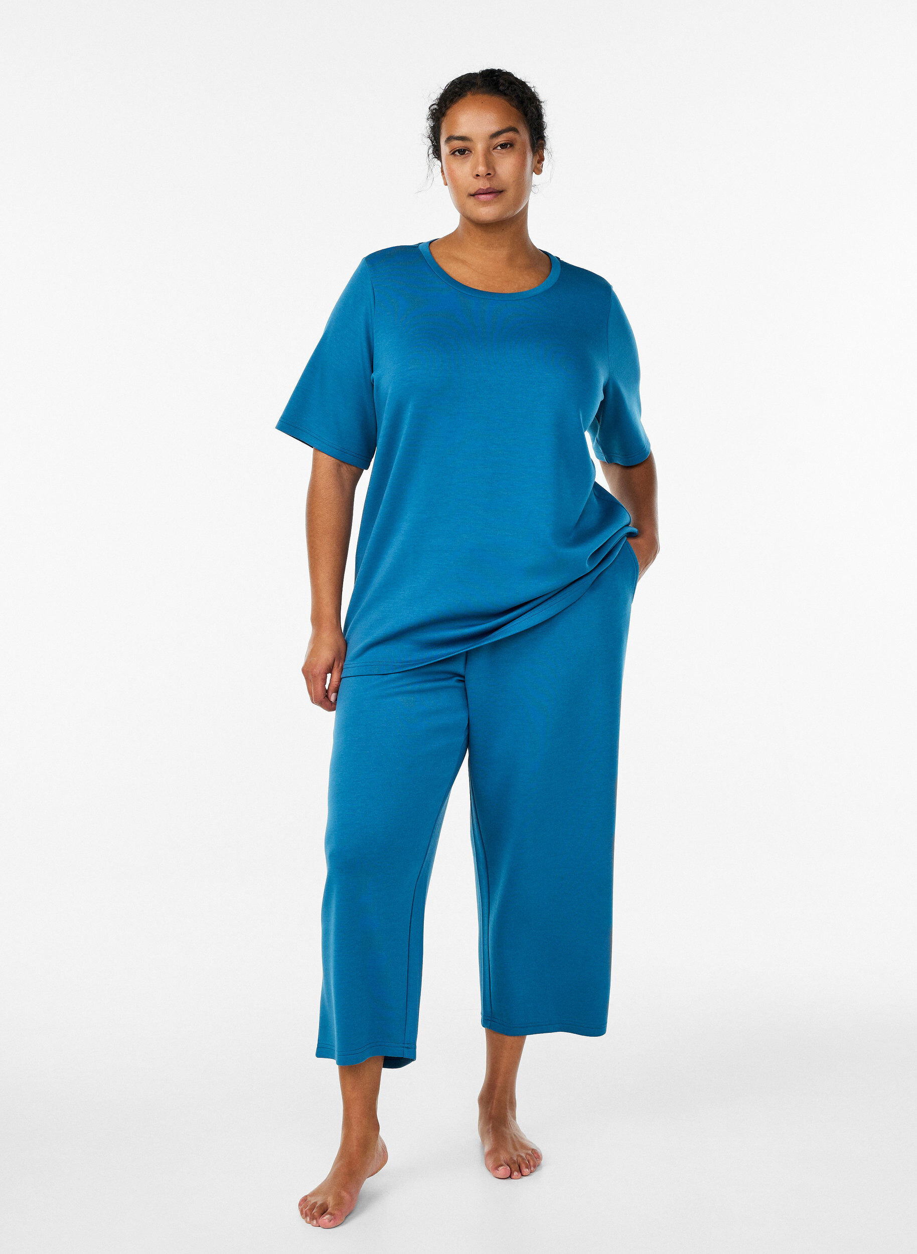 Zizzi Koszulka z mieszanki modalu, Niebieskie, Model image number 1