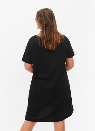 Koszula nocna z bawelny organicznej z dekoltem w szpic, Black W. Yesterday, Model image number 1