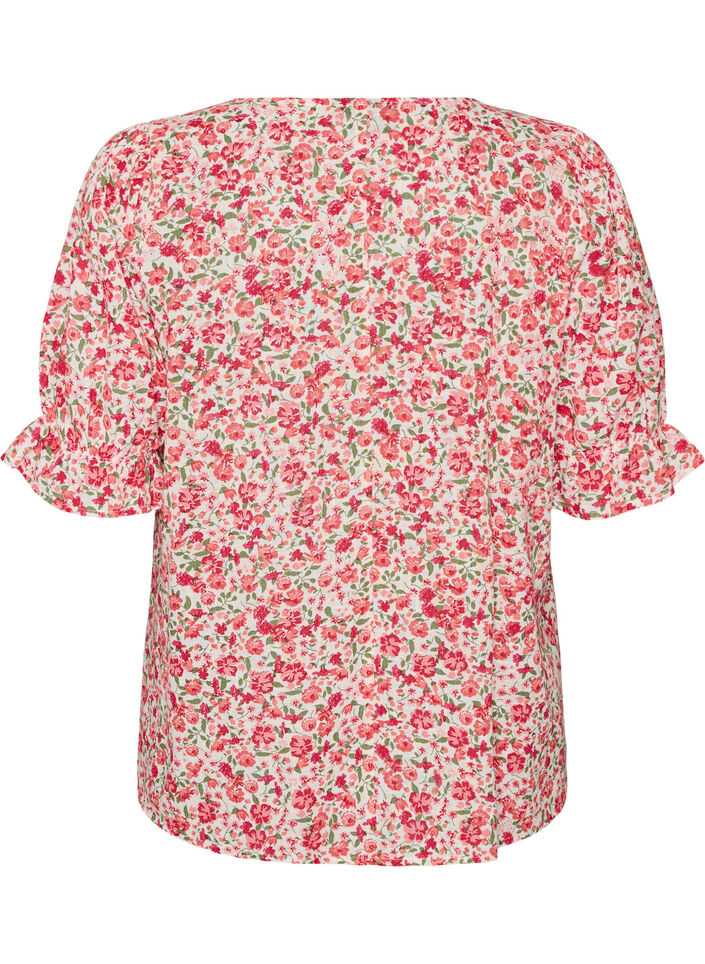 Bawelniana bluzka z kwadratowym dekoltem, Czerwony, Packshot image number 1