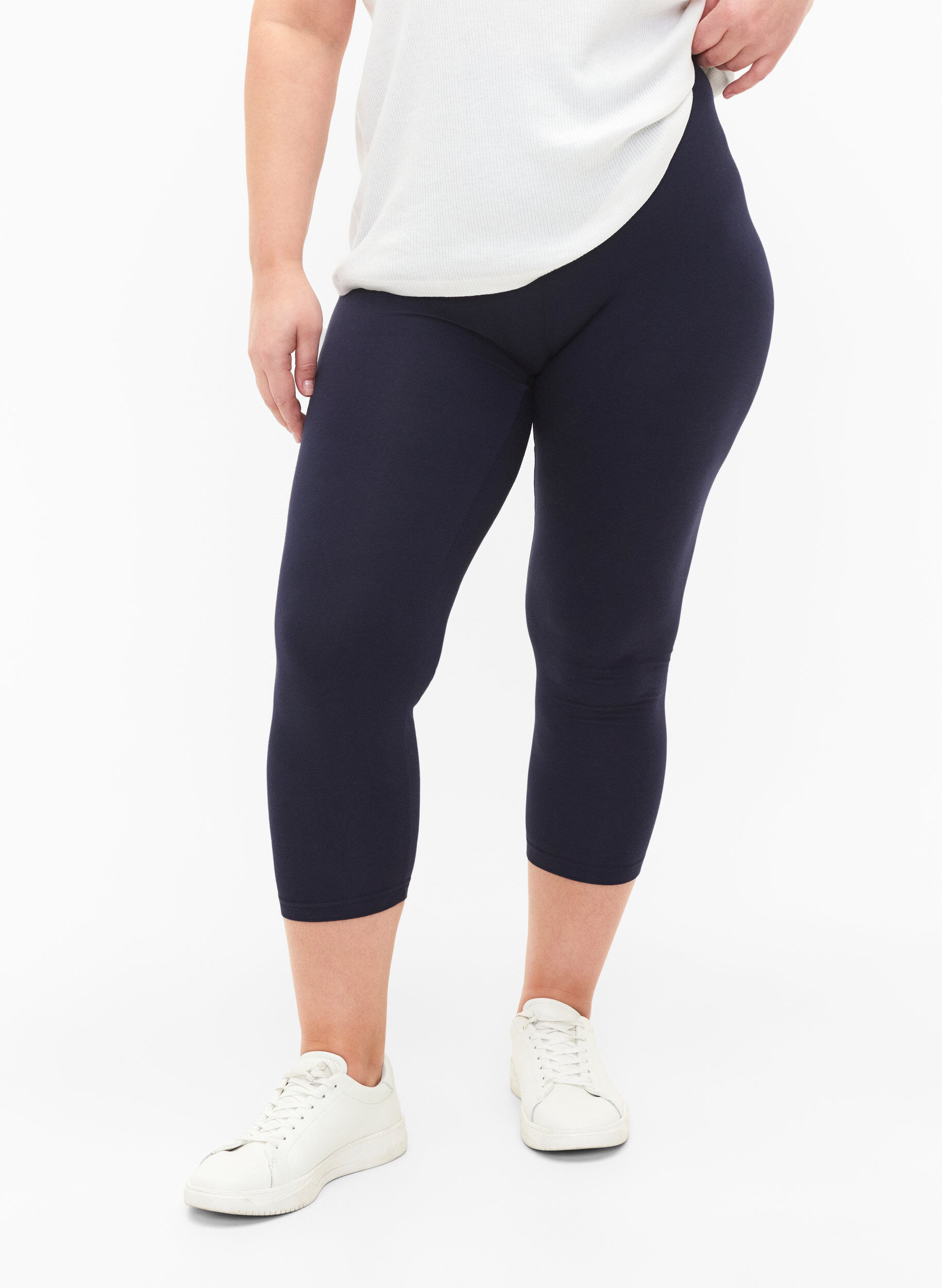 3/4-length wiskozowe legginsy w stylu basic, Niebieskie, Model