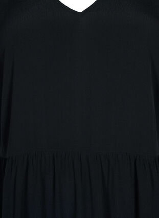 Jednokolorowa tunika z wiskozy z krótkim rekawem, Black, Packshot image number 2