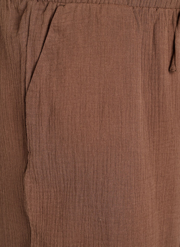 Spodnie culotte z muslinu bawelnianego z wysokim stanem, Brązowy, Packshot image number 2