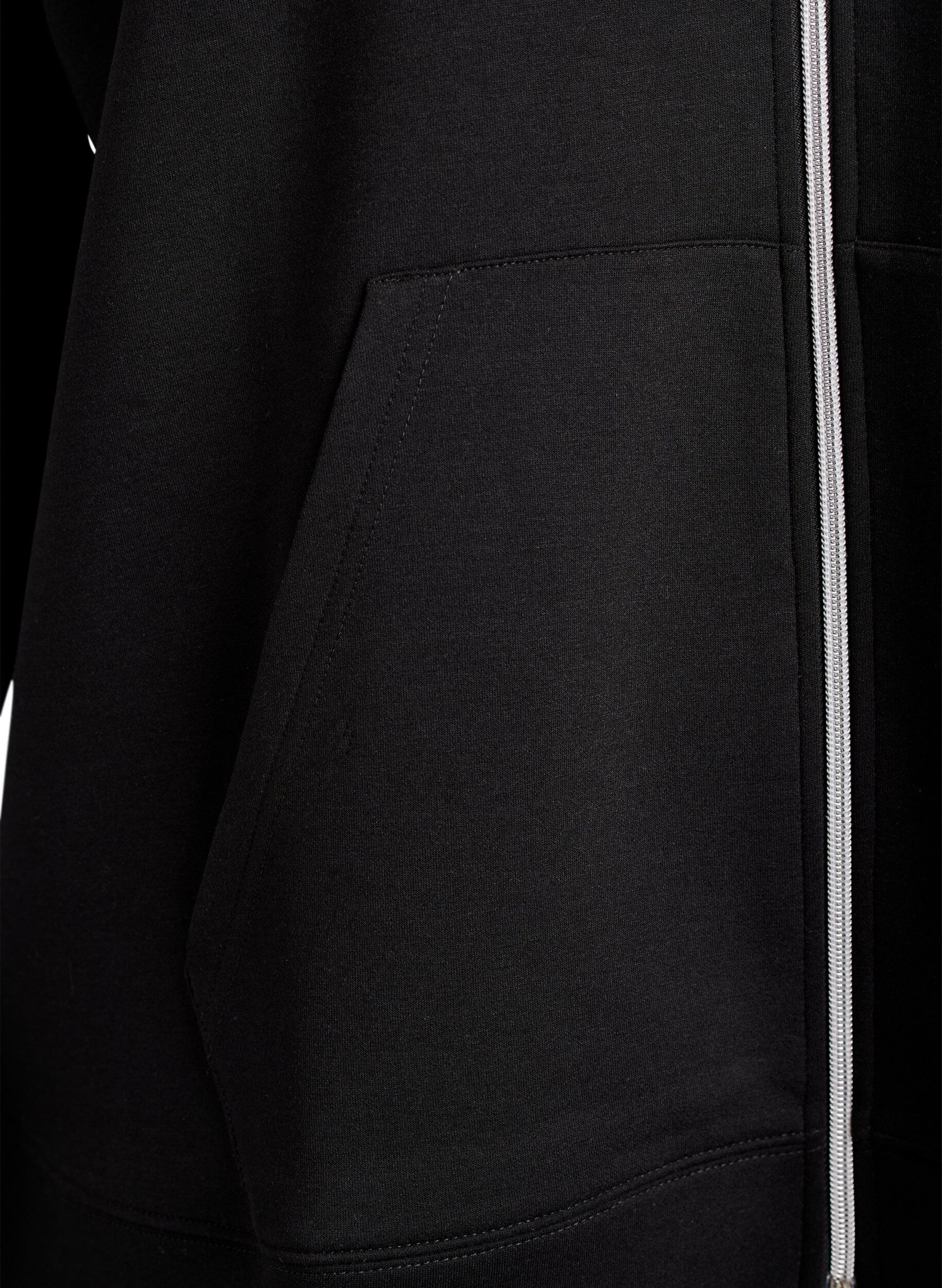 Zizzi Bluza z kapturem do nurkowania z zamkiem i kieszeniami, Czarne, Packshot image number 3