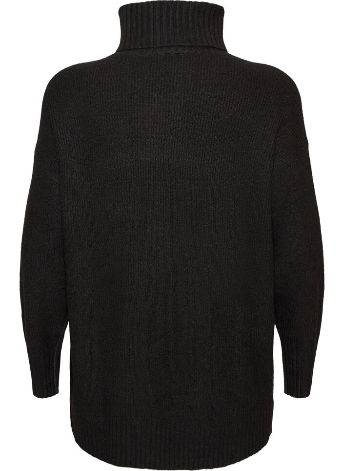 Sweter o luznym splocie z golfem, Czarne, Packshot image number 1