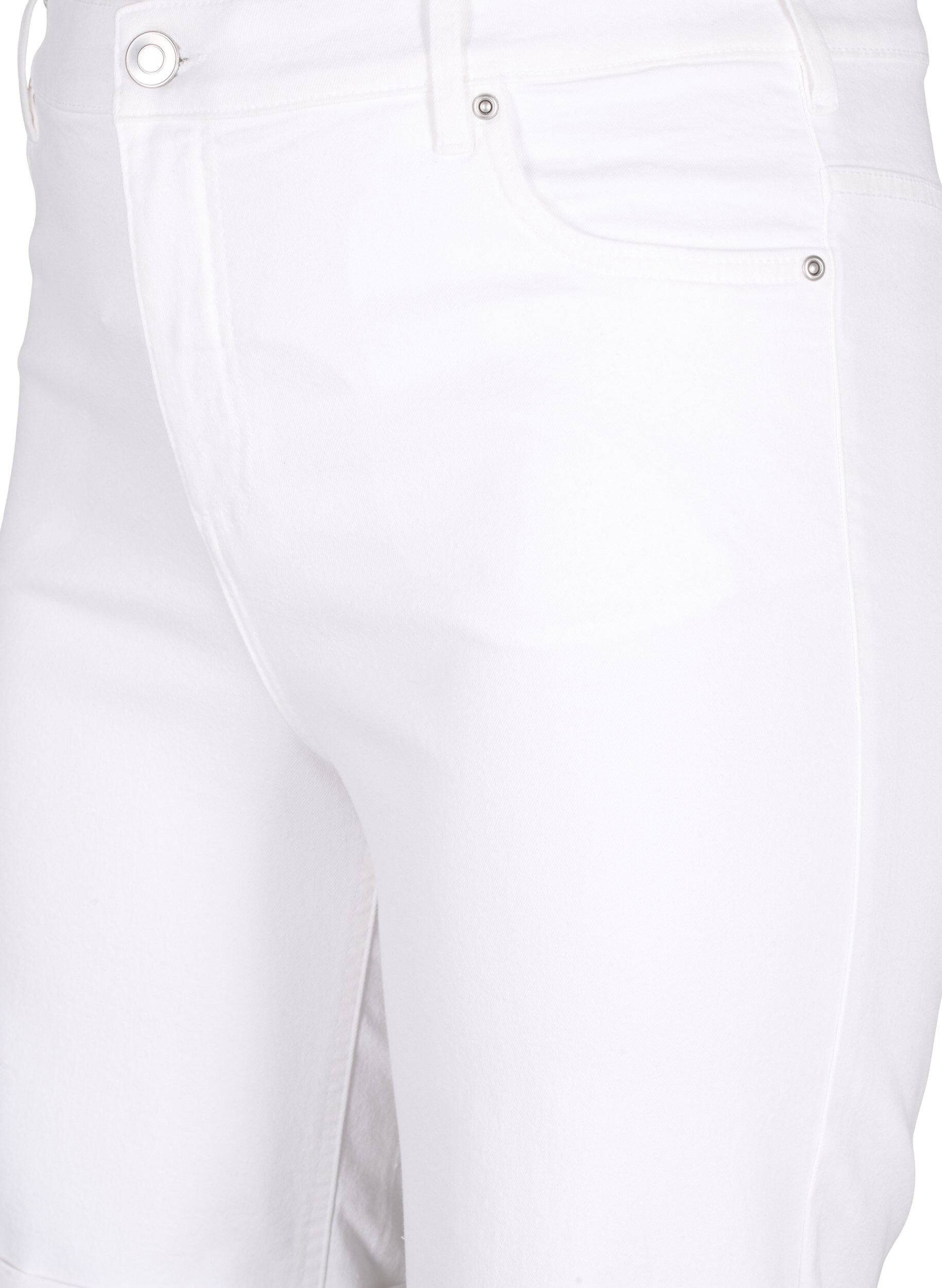Zizzi Obcisle szorty jeansowe z wysokim stanem, Bright White, Packshot image number 2