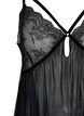 Transparent chemise with lace, Black, Packshot image number 2