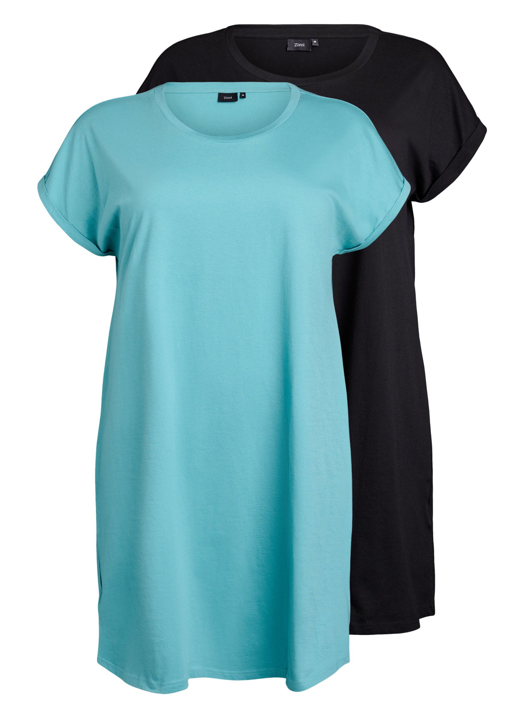 Zizzi2-pack T-shirt z kr&oacute;tkim rekawem, Niebieskie, Packshot image number 0