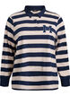 Koszulka polo w paski z elementami frotte, Birch w. Navy, Packshot image number 0
