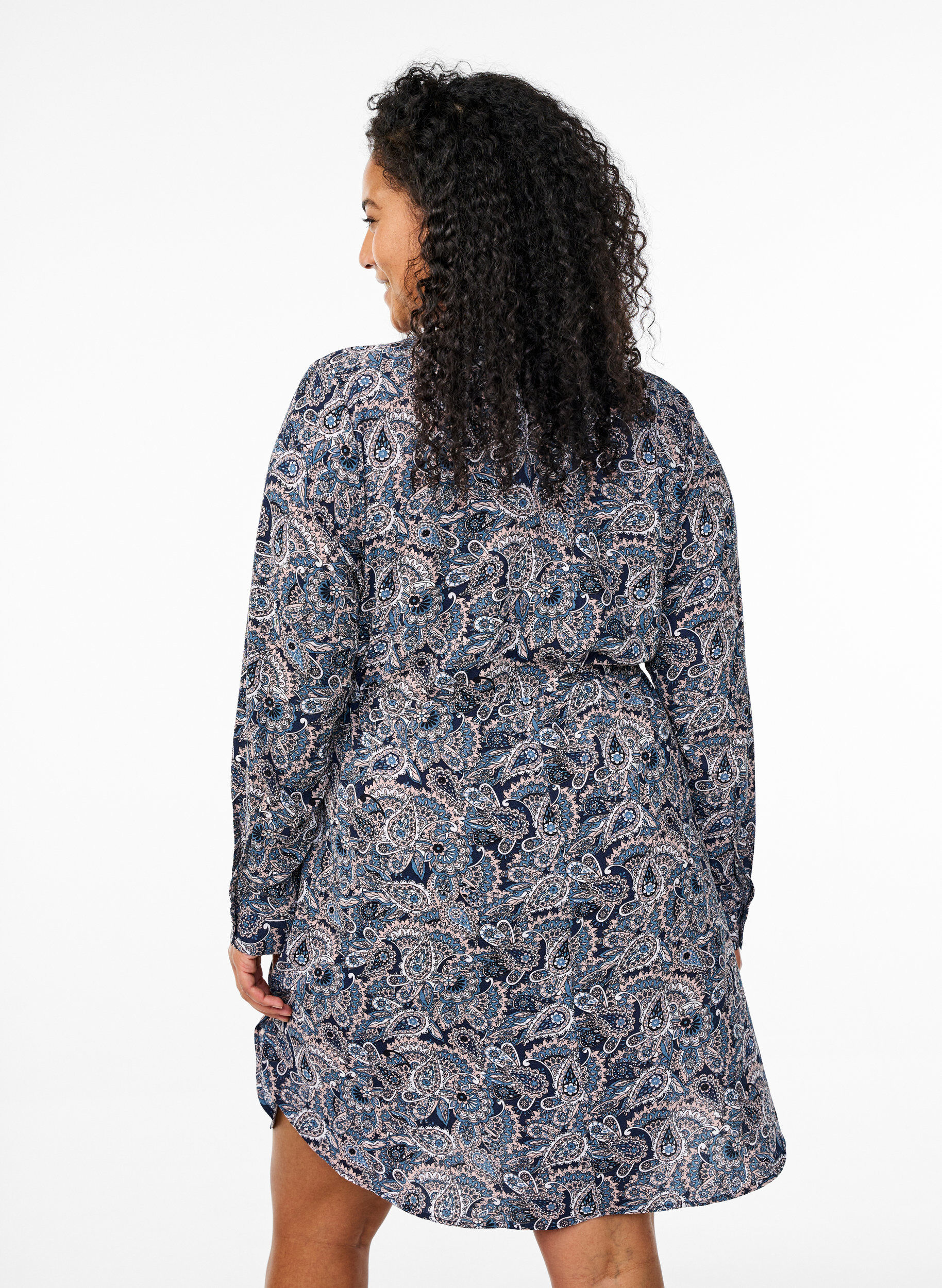 Zizzi Sukienka do kolan z wiazanym paskiem, Beżowy, Model image number 2