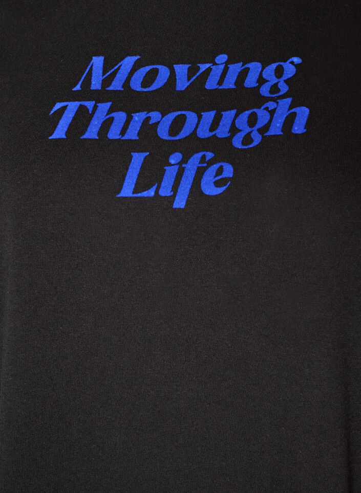 Bawelniany T-shirt z napisem, Czarne, Packshot image number 2