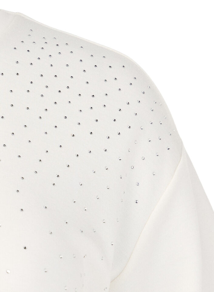 T-shirt z dzetami i okraglym dekoltem, Biały, Packshot image number 2