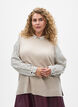 Dzianinowy bezrekawnik ze sciagaczem na brzegach, Beżowy, Model image number 0