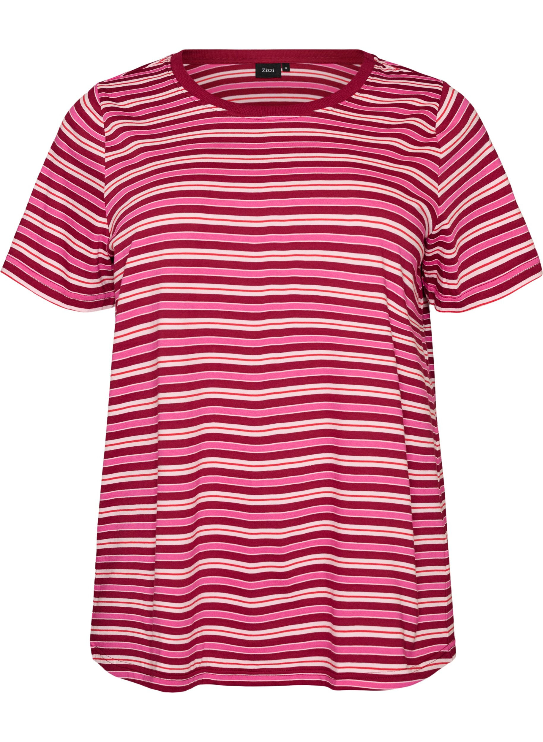ZizziT-shirt w paski z bawelny organicznej, Czerwony, Packshot image number 0