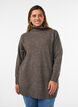 Sweter o luznym splocie z golfem, Brązowy, Model image number 0