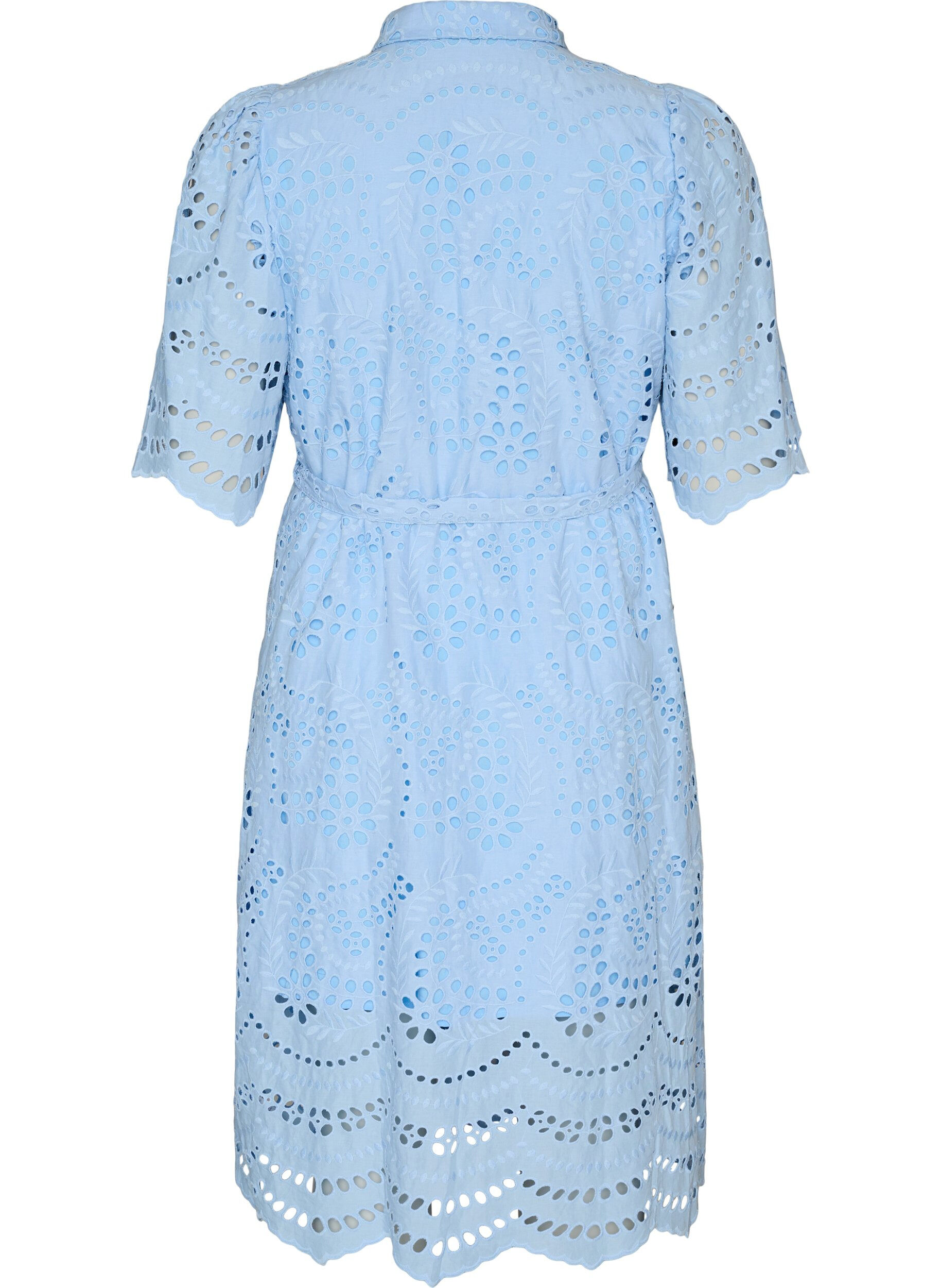ZizziSukienka-koszulka w stylu broderie anglaise z pasem do wiazania, Niebieskie, Packshot image number 1