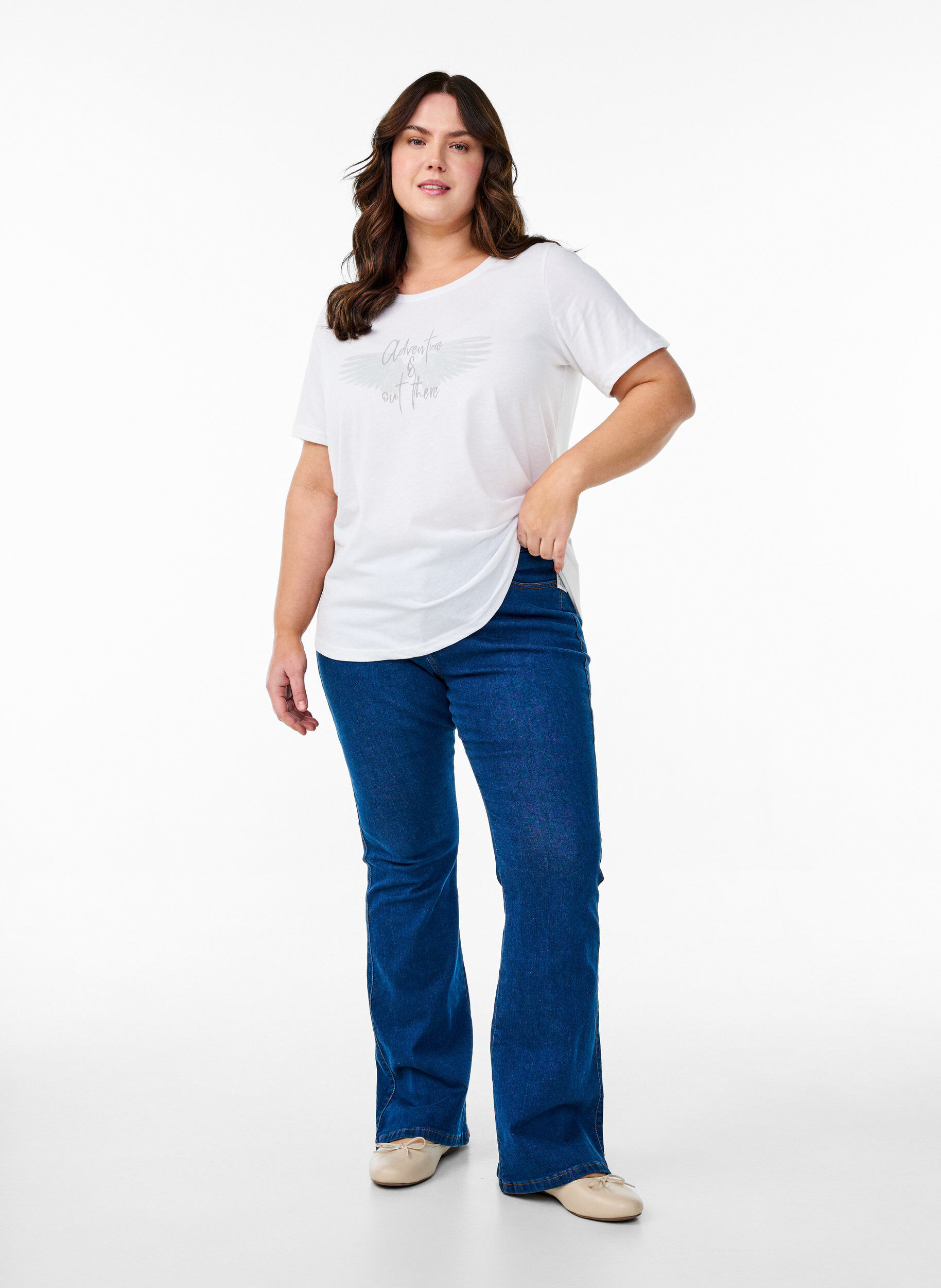 Zizzi FLASH - T-shirt z nadrukiem, Biały, Model image number 1