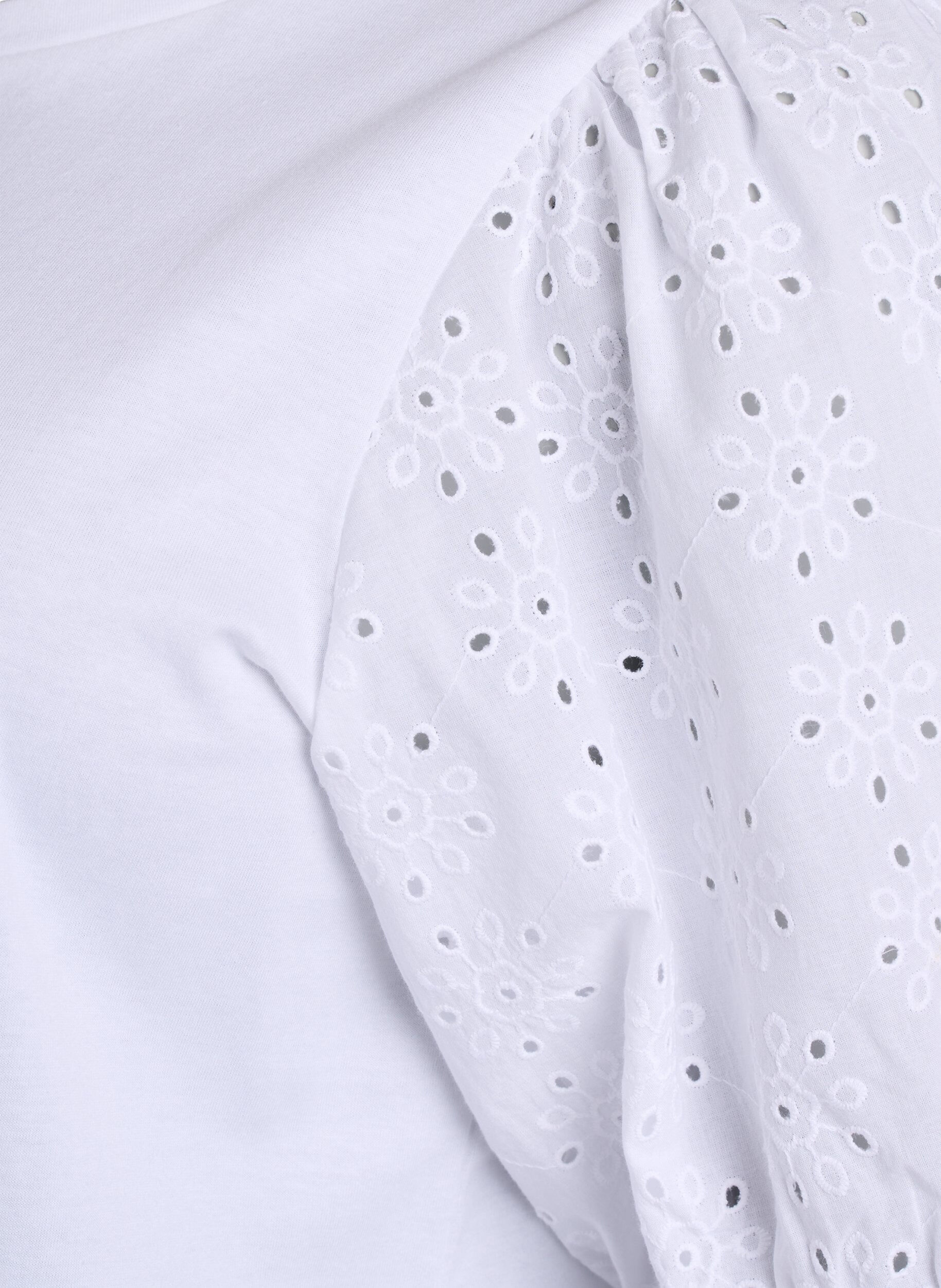 Zizzi Koszulka z rekawami Broderie Anglaise, Biały, Packshot image number 3