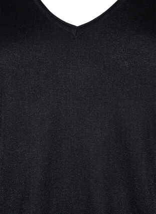 Bluzka z dzianiny wiskozowej z brokatem, Black w. DTM Lurex, Packshot image number 2
