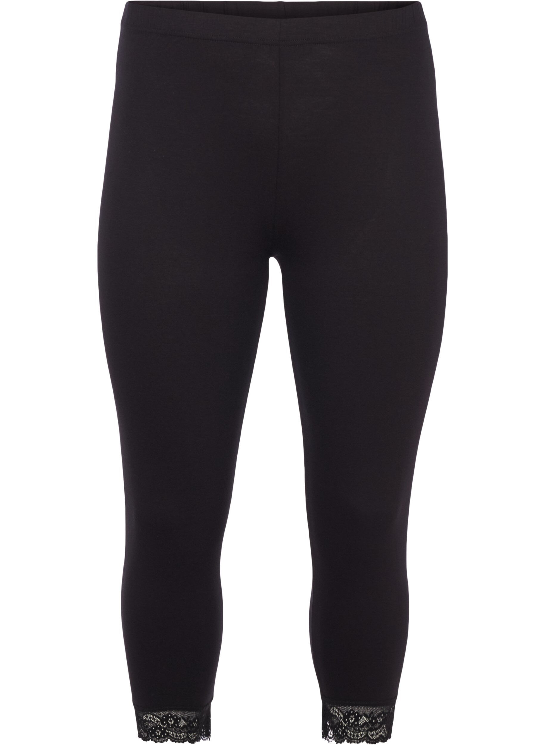 Legginsy 3/4 w stylu basic z koronkowymi brzegami