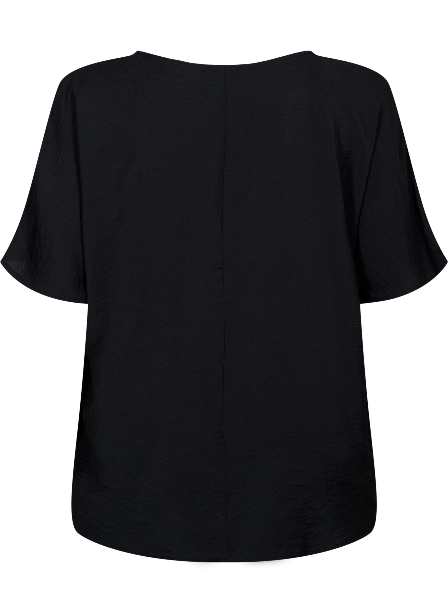 Zizzi Short-sleeved viscose blouse with v-neck, Black, Packshot image number 1
