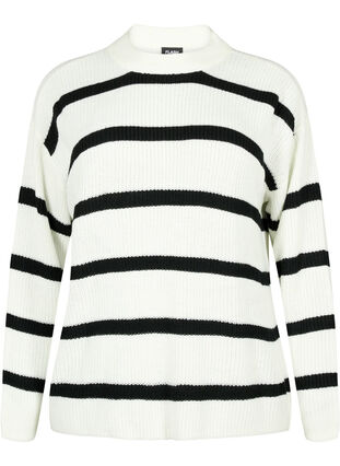 FLASH – dzianinowy sweter w paski, White/Black Stripe, Packshot image number 0