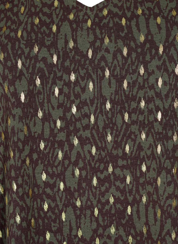 Bluzka z nadrukiem i dlugimi rekawami, Green Ethnic AOP, Packshot image number 2