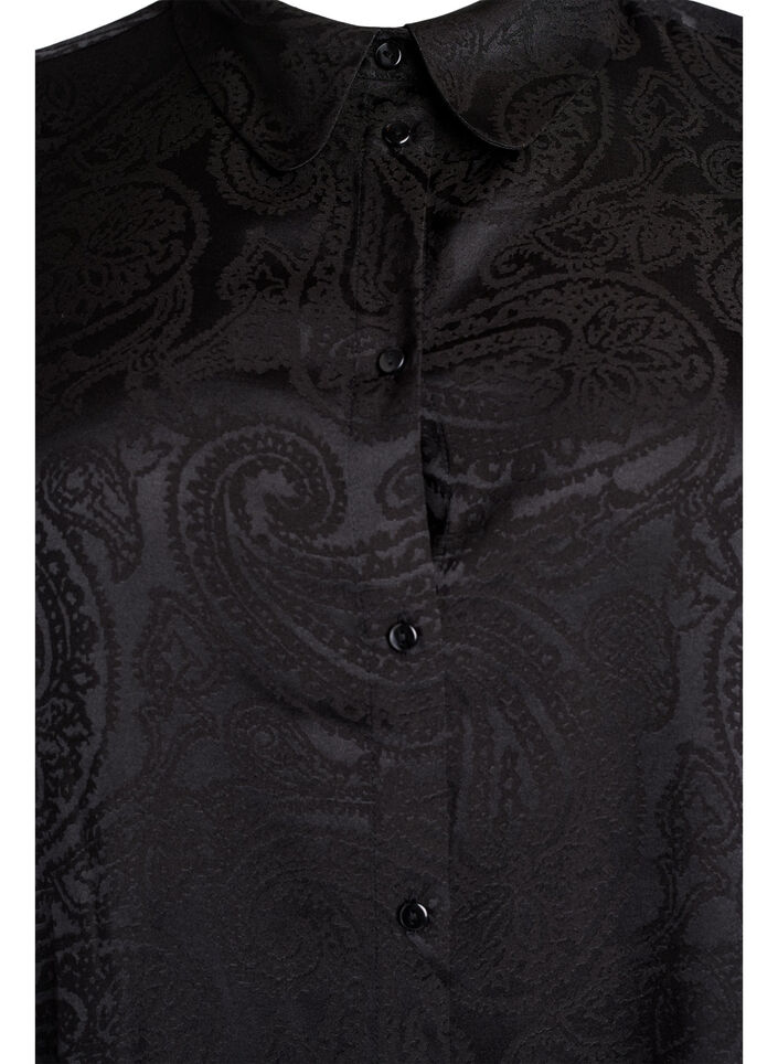 Koszula z wzorem paisley w tonacji ton w ton, Czarne, Packshot image number 2