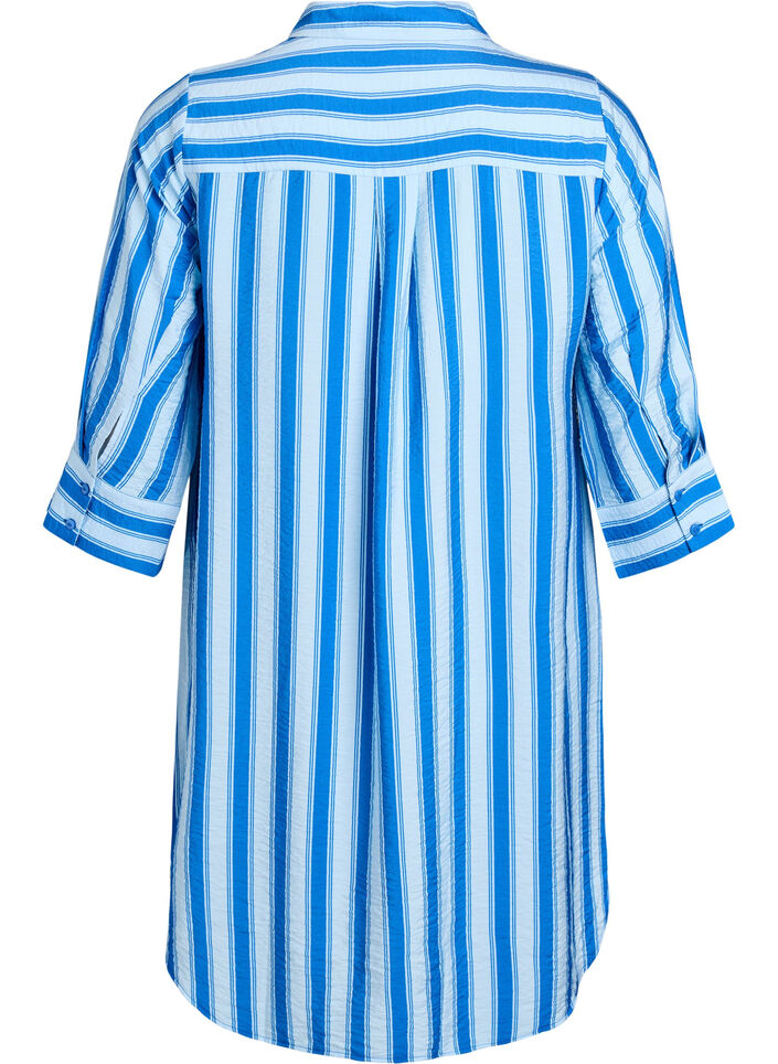 Kr&oacute;tka sukienka z kolnierzykiem i kieszenia na piersi, Niebieskie, Packshot image number 1