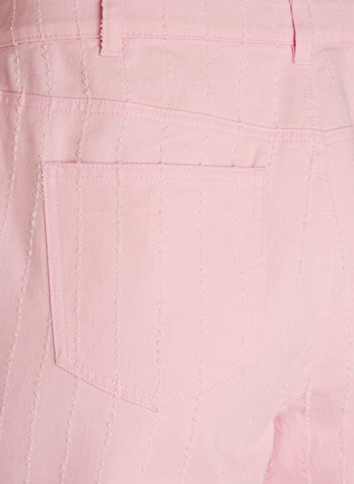 Jeansy Myra z kolorowego denimu, o szerokim kroju i fakturowanym wzorze, R&oacute;żowy, Packshot image number 3