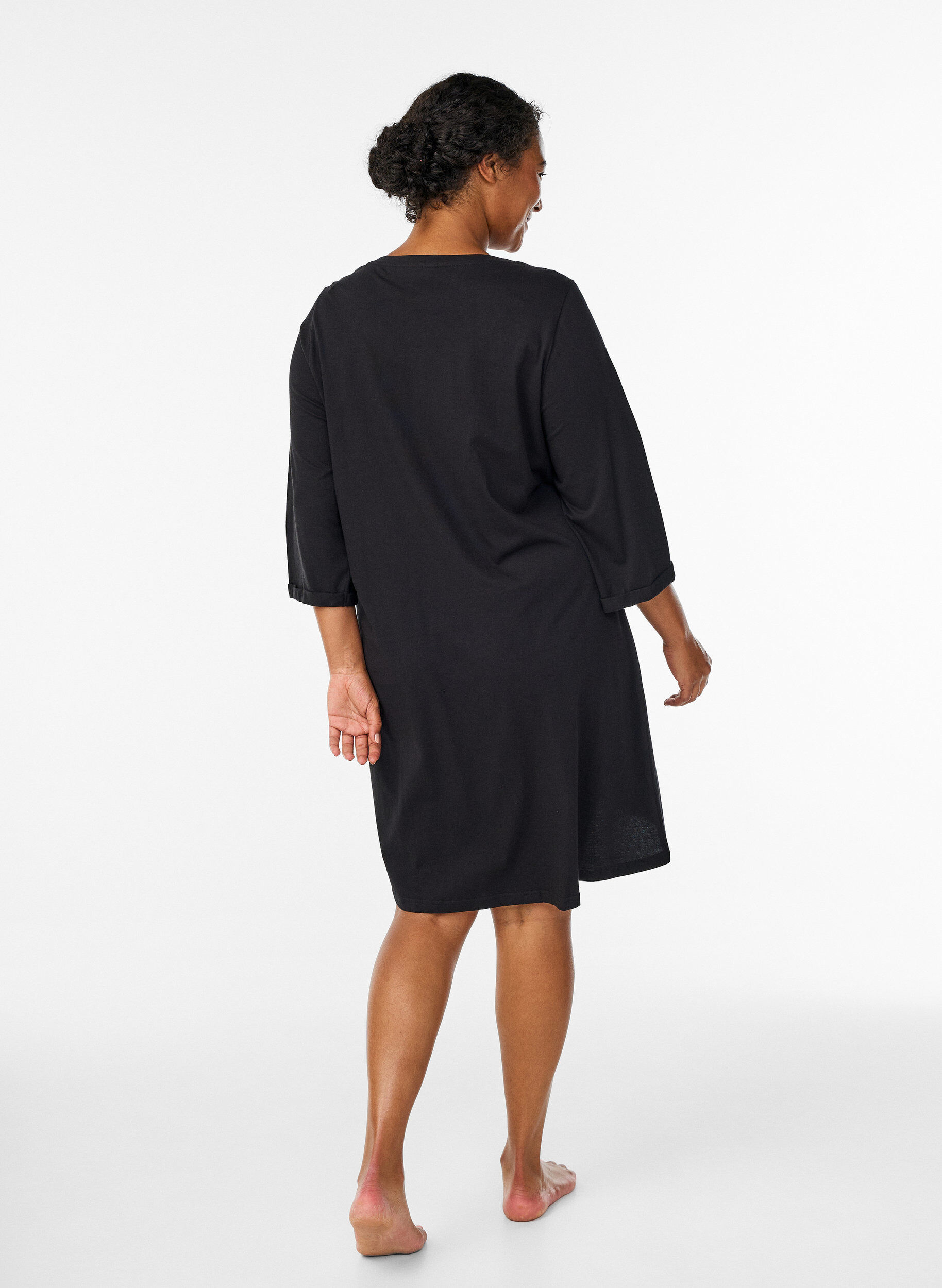 Zizzi Koszula nocna z bawelny organicznej z motywem swiatecznym, Czarne, Model image number 2