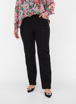 Klasyczne spodnie z mieszanki wiskozy, Black, Model image number 3