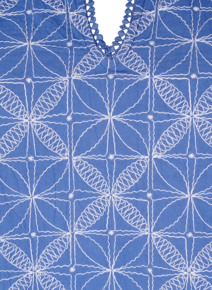 Bluzka z krótkim rekawem i haftowanym wzorem, Niebieskie, Packshot image number 2