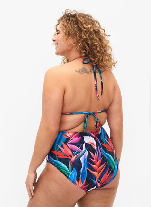 Dól bikini z nadrukiem i wysokim stanem, Bright Leaf, Model image number 1
