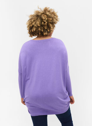 Dzianinowy sweter z okraglym dekoltem, Paisley Purple, Model image number 1
