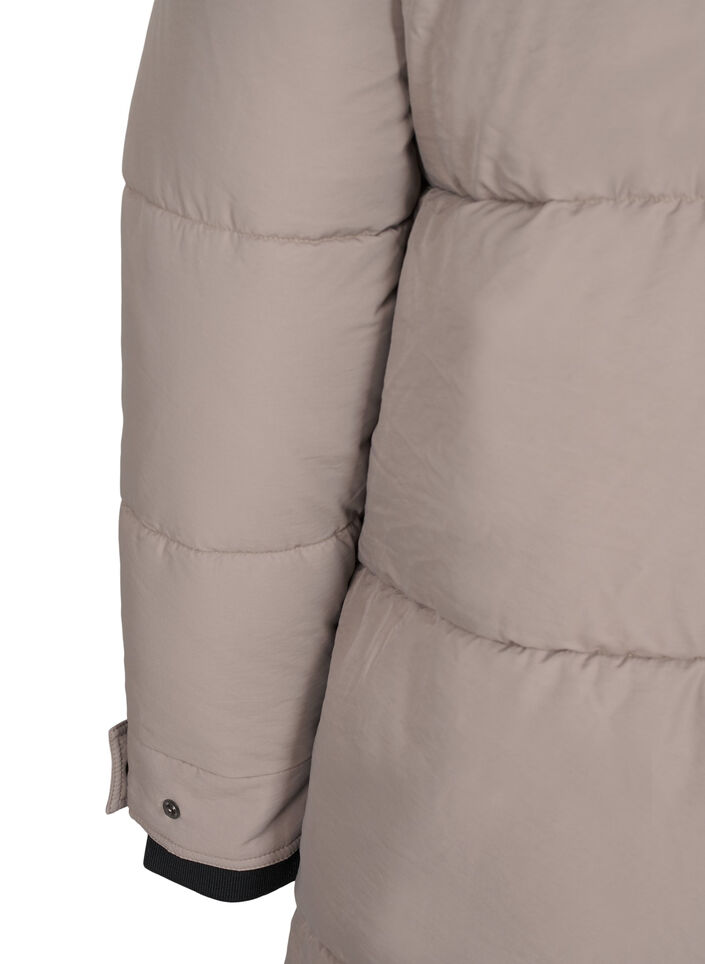 Kurtka puchowa z kapturem i kontrastowymi wstawkami, Beżowy, Packshot image number 4