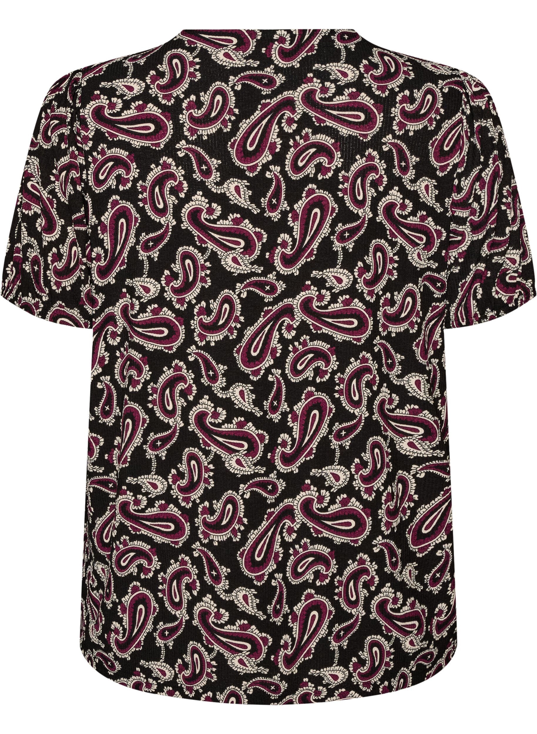 ZizziBluzka z dlugim rekawem i nadrukiem w stylu paisley, Ciemnobordowy, Packshot image number 1