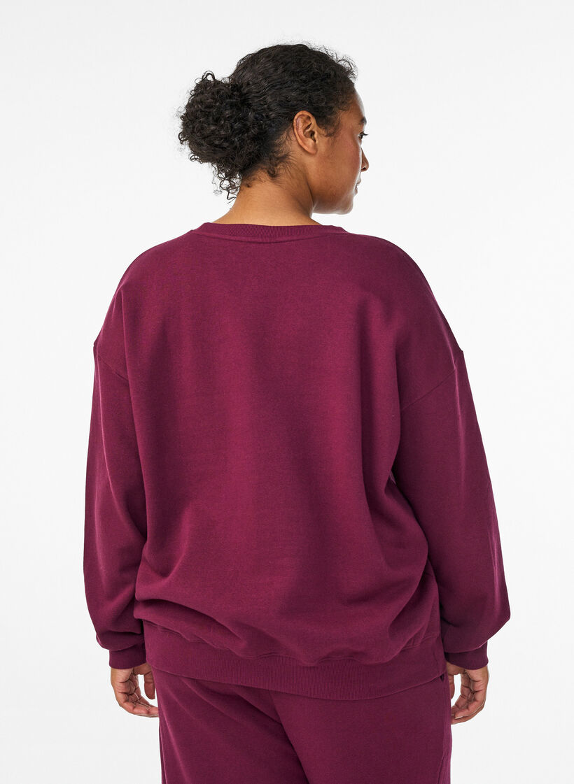 Bluza z nadrukiem tekstowym, Ciemnobordowy, Model image number 2