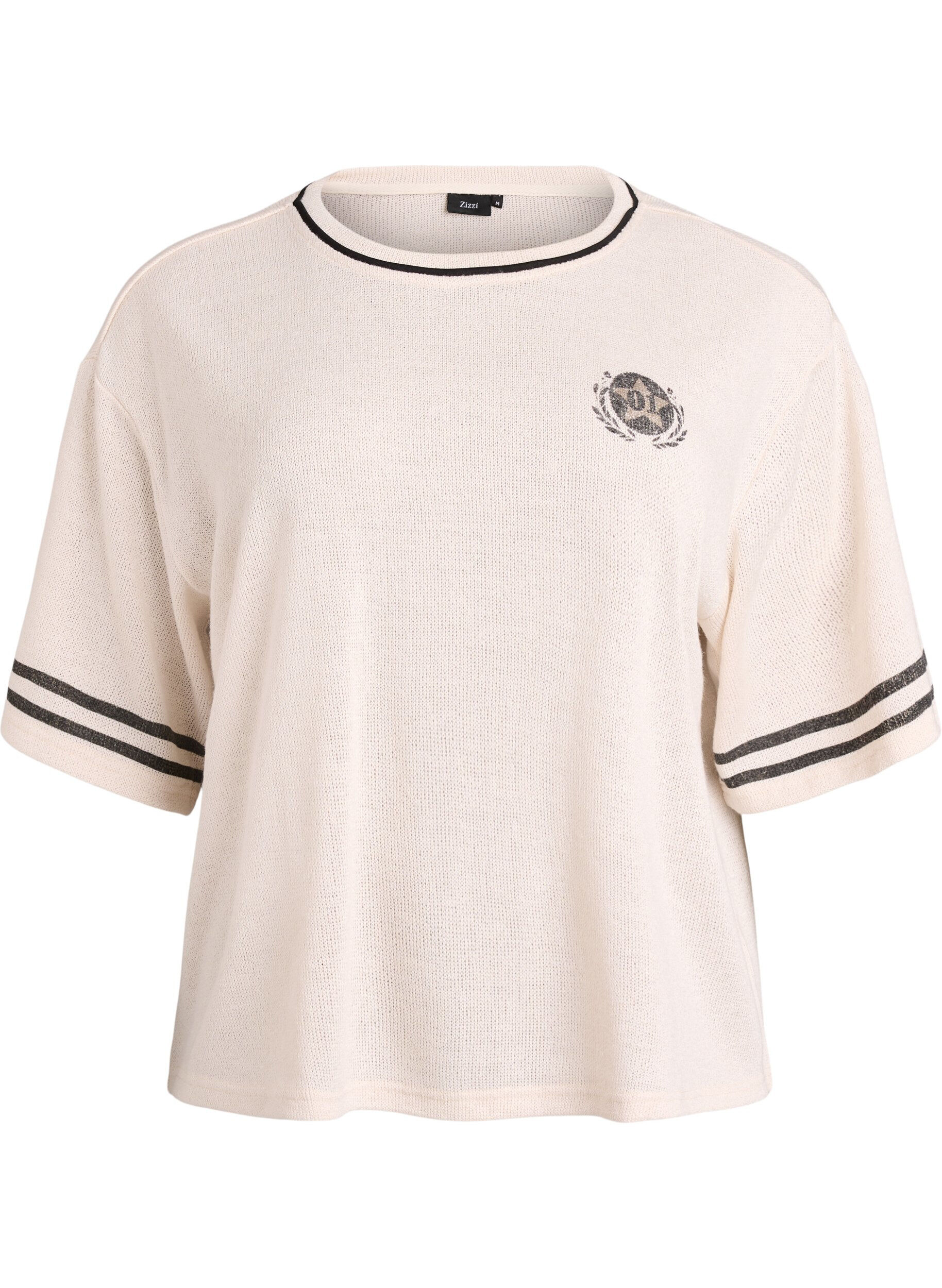 Bluzka z kr&oacute;tkim rekawem i kontrastowymi paskami