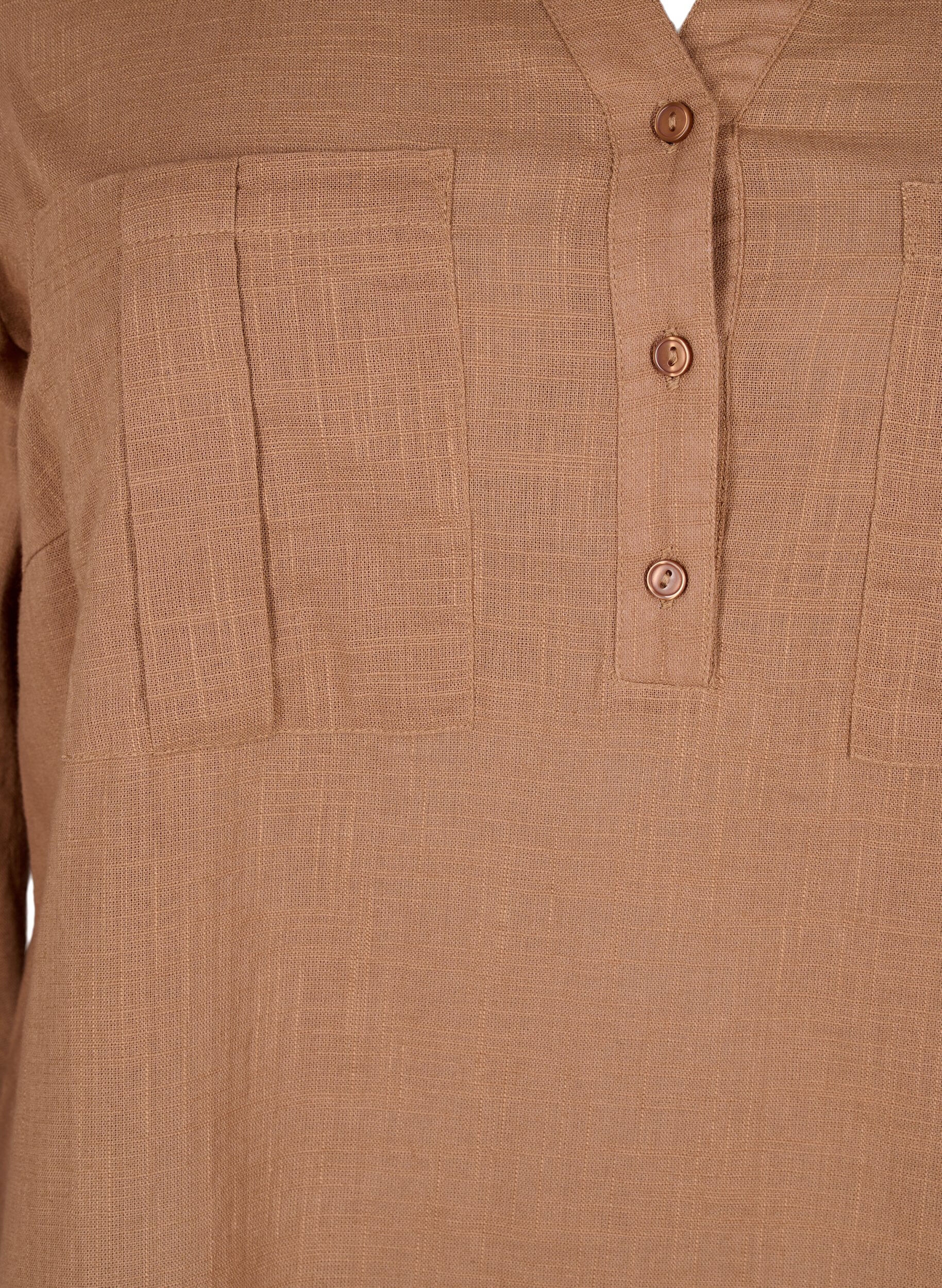 Zizzi Bawelniana tunika z&nbsp;rekawami&nbsp;3/4, Coca Mocha, Packshot image number 2