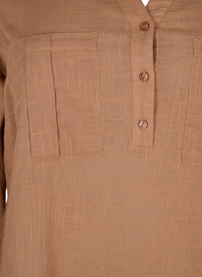 Bawelniana tunika z rekawami 3/4, Coca Mocha, Packshot image number 2