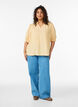 Bluzka z lnu i wiskozy z rekawami 1/2, Ż&oacute;łty, Model image number 1