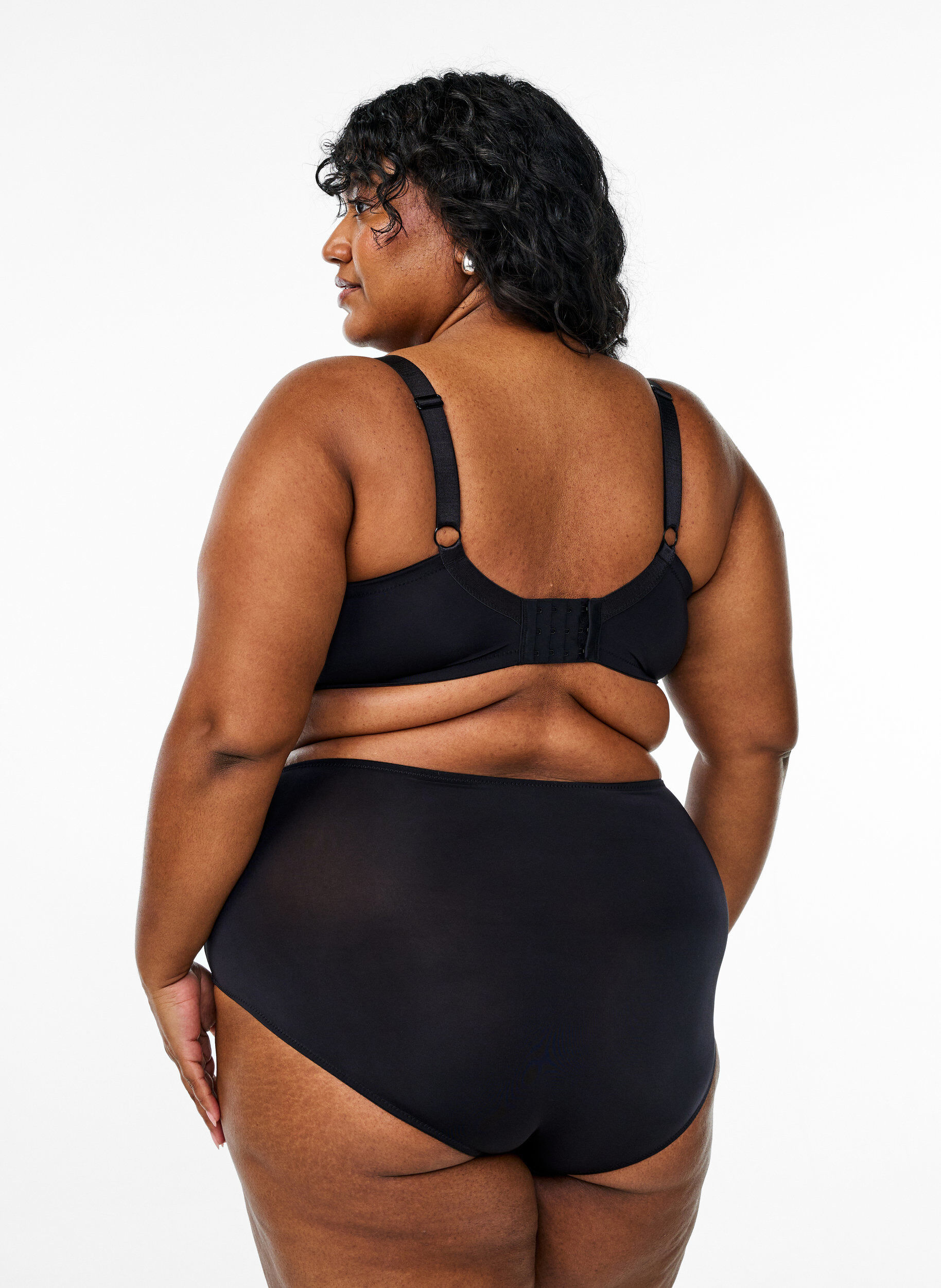 Zizzi Figi damskie z mikrofibry z kwiatowym haftem, Czarne, Model image number 1