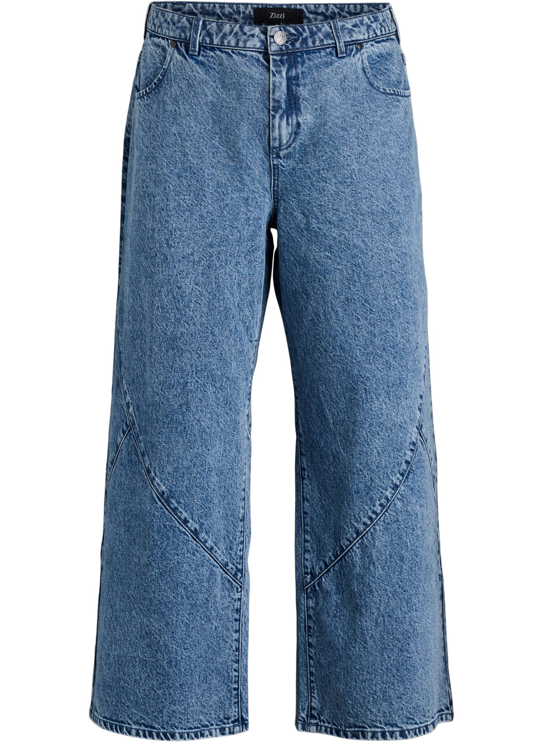 ZizziJeansy o szerokim kroju z detalami na szwie, Niebieskie, Packshot image number 0