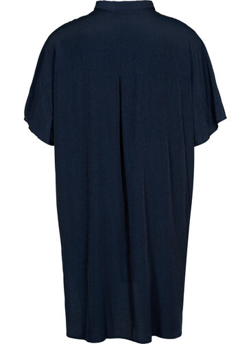 Sukienka koszulowa z krótkim rekawem i faktura w kropki, Total Eclipse, Packshot image number 1