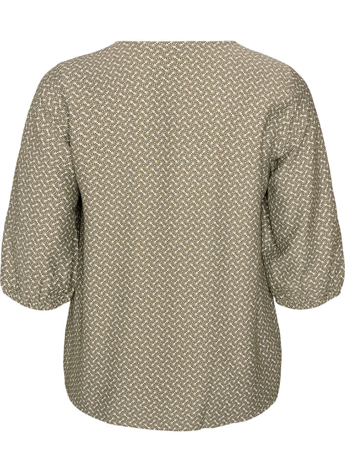 Bluzka z wiskozy w krate z 3/4-sleeves, Zielony, Packshot image number 1