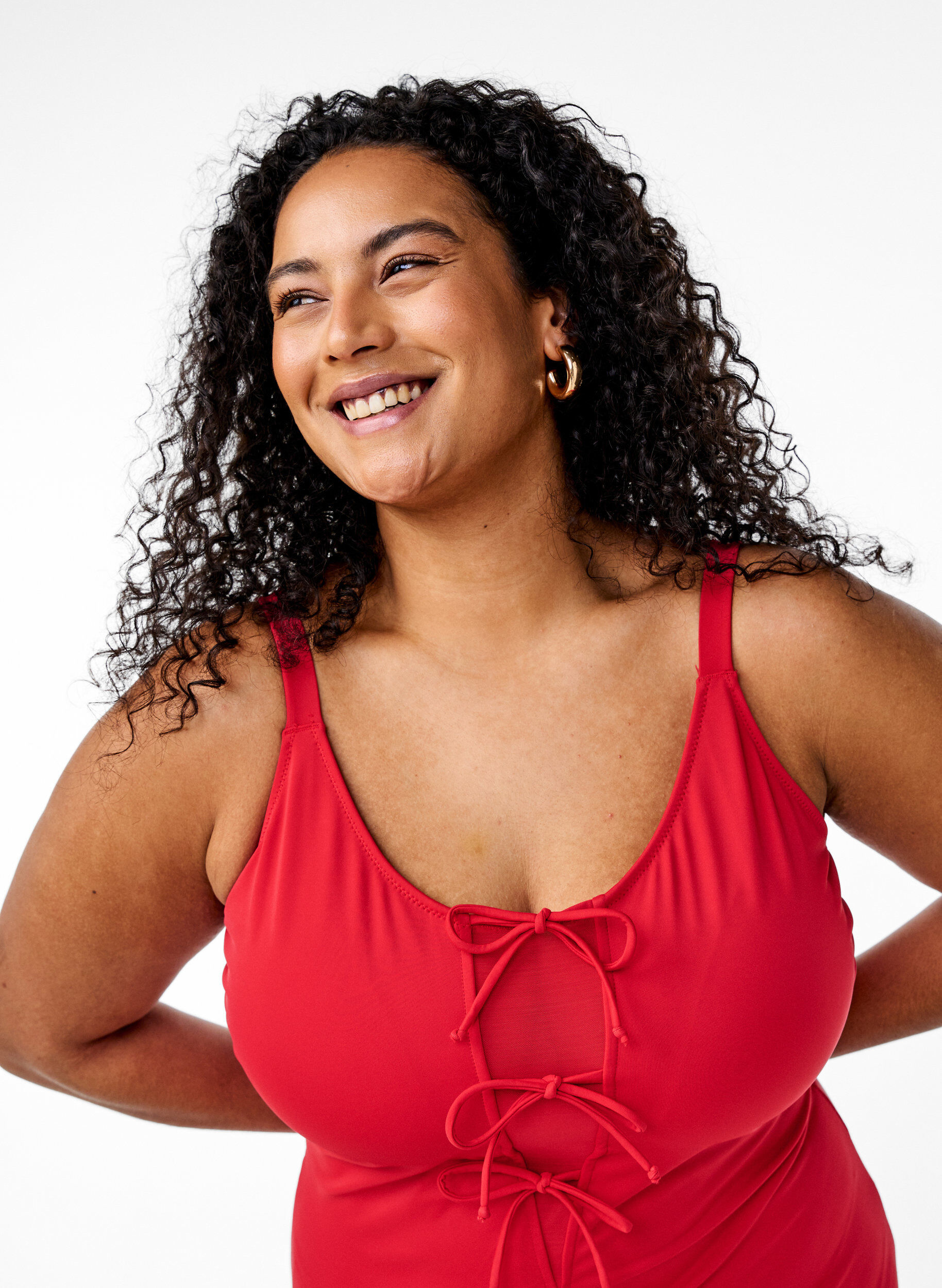 Zizzi Str&oacute;j kapielowy z kokardkami, Czerwony, Model image number 2