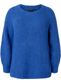 Dzianinowy sweter z welna i raglanowymi rekawami
